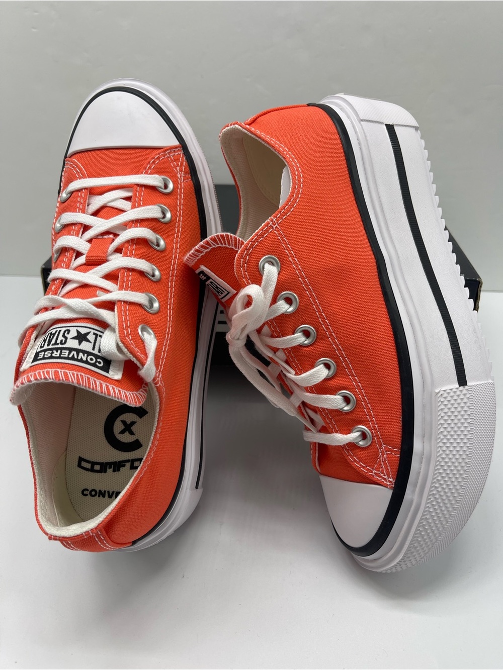 Converse WMNS CTAS LIFT DOUBLE STACK OX VERMILLION RED/WHITE Platform Sneakers - Picture 9 of 16